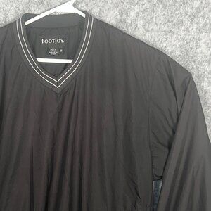 FootJoy Men's V-Neck Pullover Windbreaker Black Golf Jacket - Size Medium